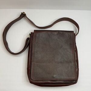 Old Angler Firenze Real Italian Leather Satchel Tablet Messenger Bag Dark Brown